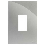 Placa 1 Módulo Vertical com Suporte 4x2 - RECTA PRATA GLOSS